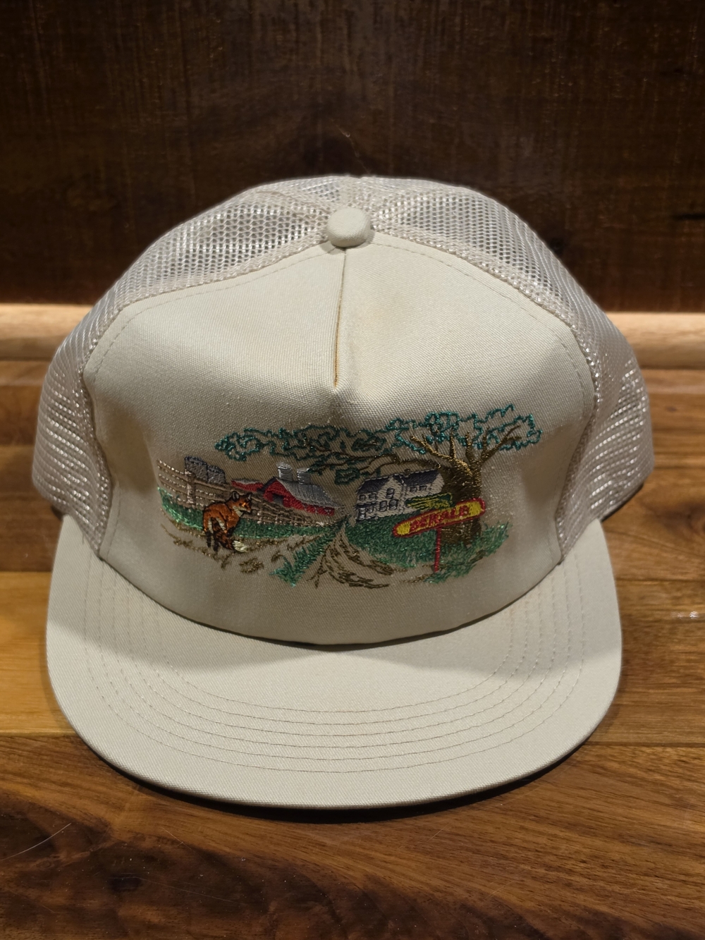 Vintage Retro DeKalb Farmer Farm Scene With Fox Hat / Cap RARE!